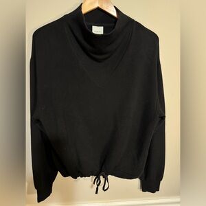 Varley Betsy Funnel Neck Black Drawstring Sweatshirt